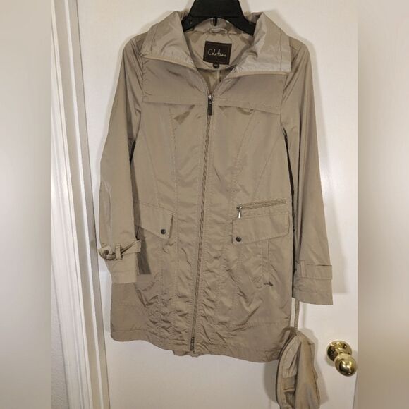 Cole Haan Women's Packable Hooded Rain Jacket with Bow Size PXS New Without Tags - Picture 1 of 15